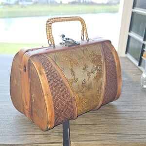 Vintage Embossed Wooden Purse Perfect Condition